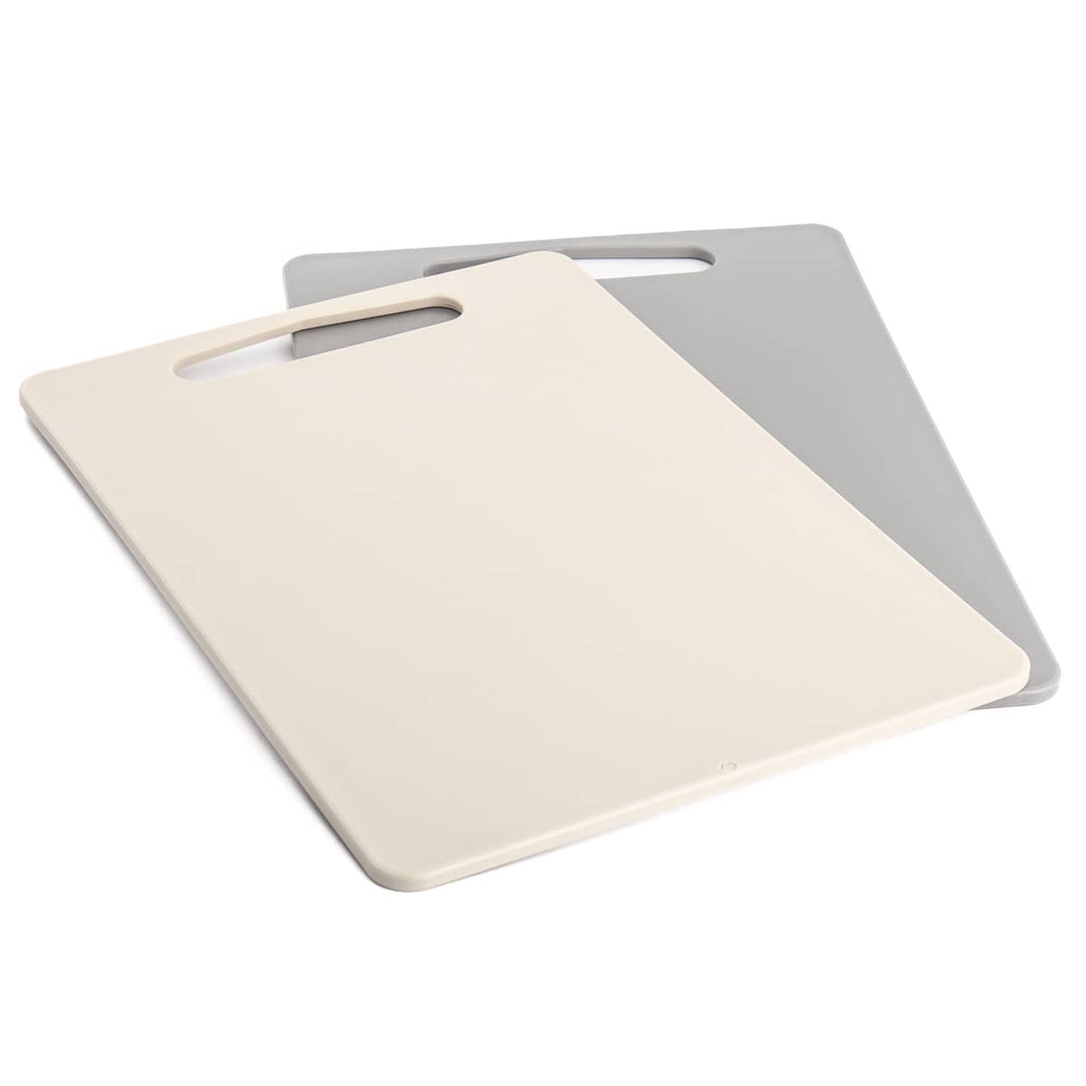 Skærebræt bioplast, 2-pak, beige/grå