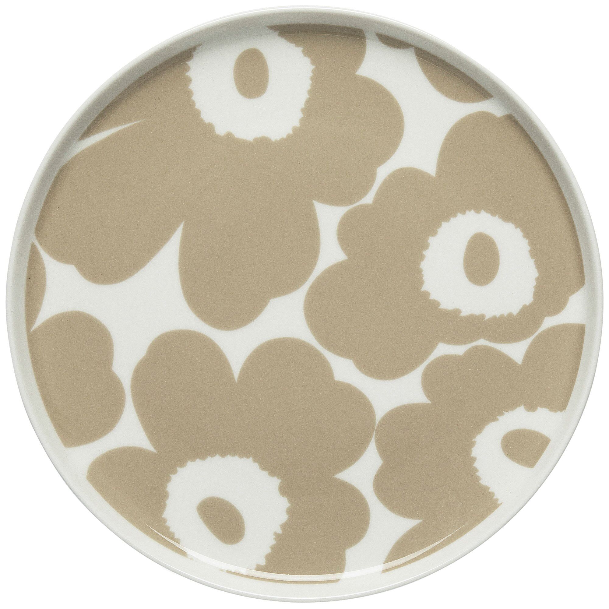 Marimekko Unikko tallerken, 20 cm., hvid/beige