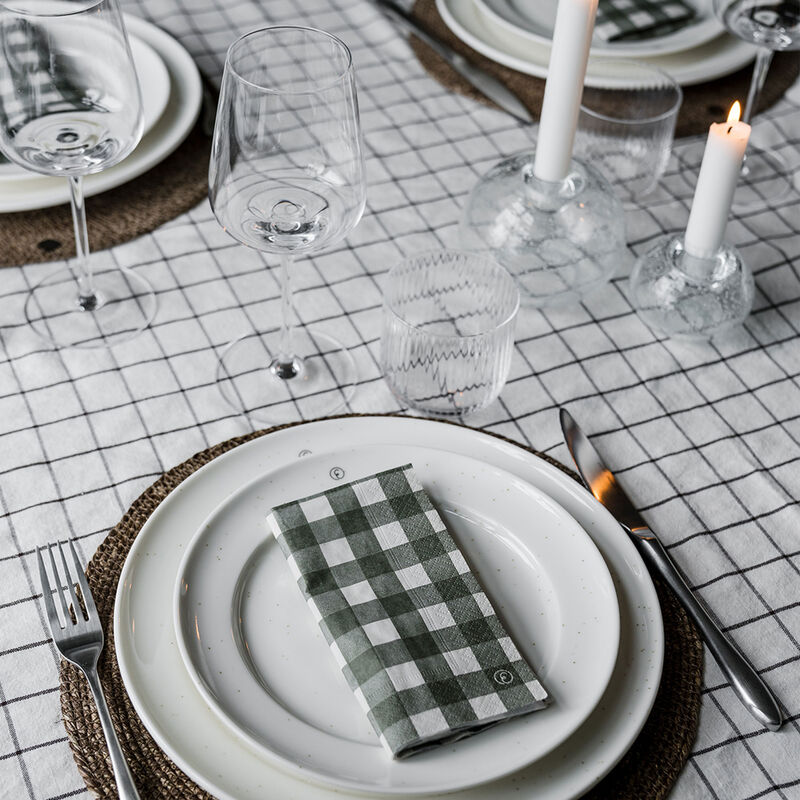 Storrutete duk 145x240 cm, hvit/brun