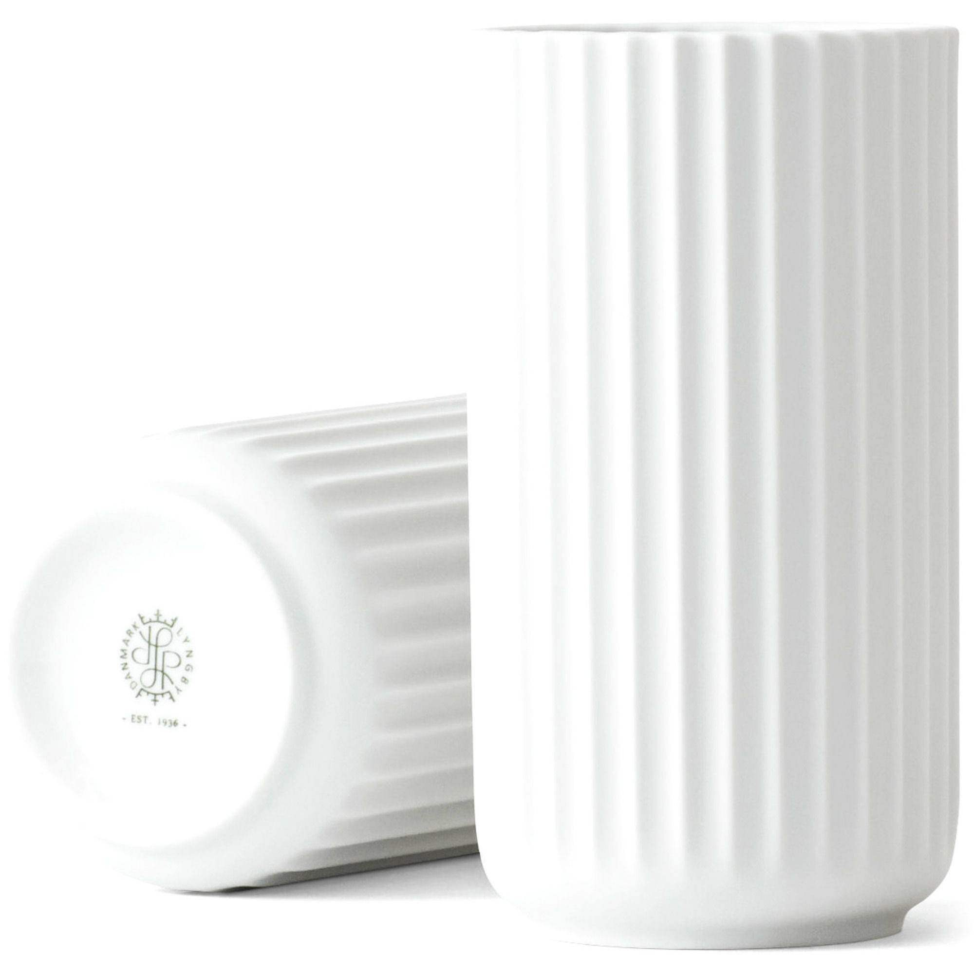 Lyngbyvasen 15 cm., porcelæn – hvid