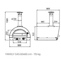 Family Gas Pizzaovn 60x60 cm. Antracit