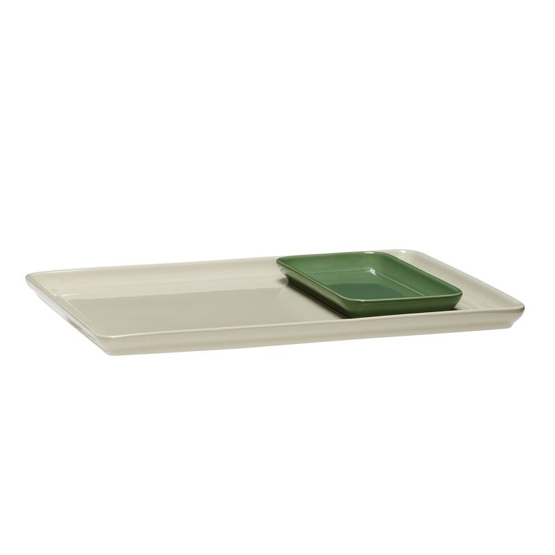 bricka 2 delar, sand/grön