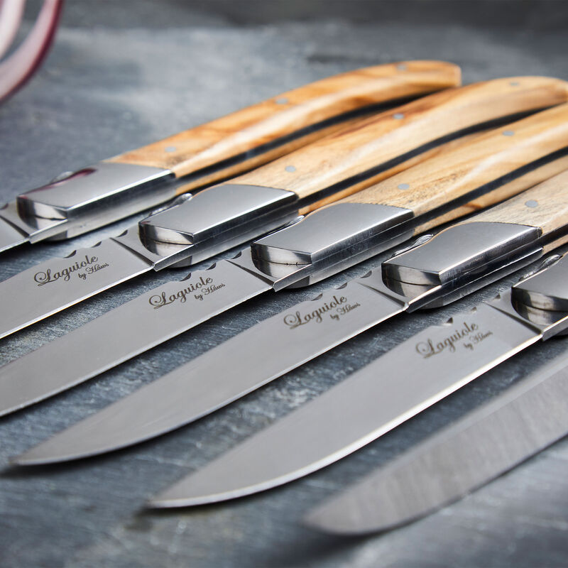 Biffknivset i presentask 6 delar, olivträ