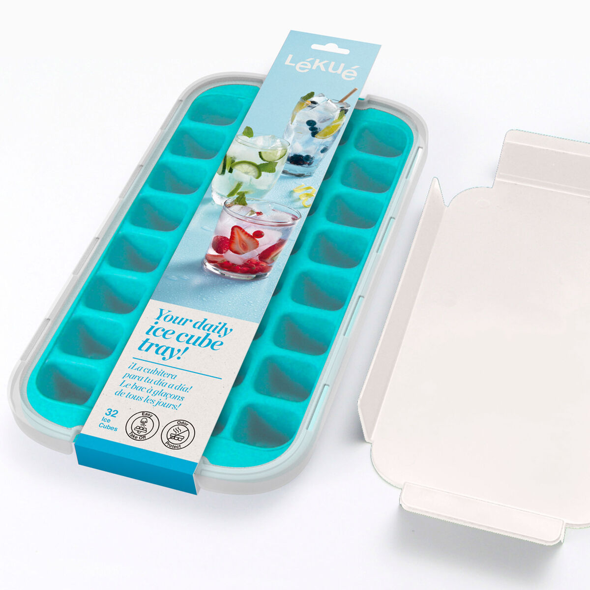 Lékué Isbitform silikon med lokk, turkis