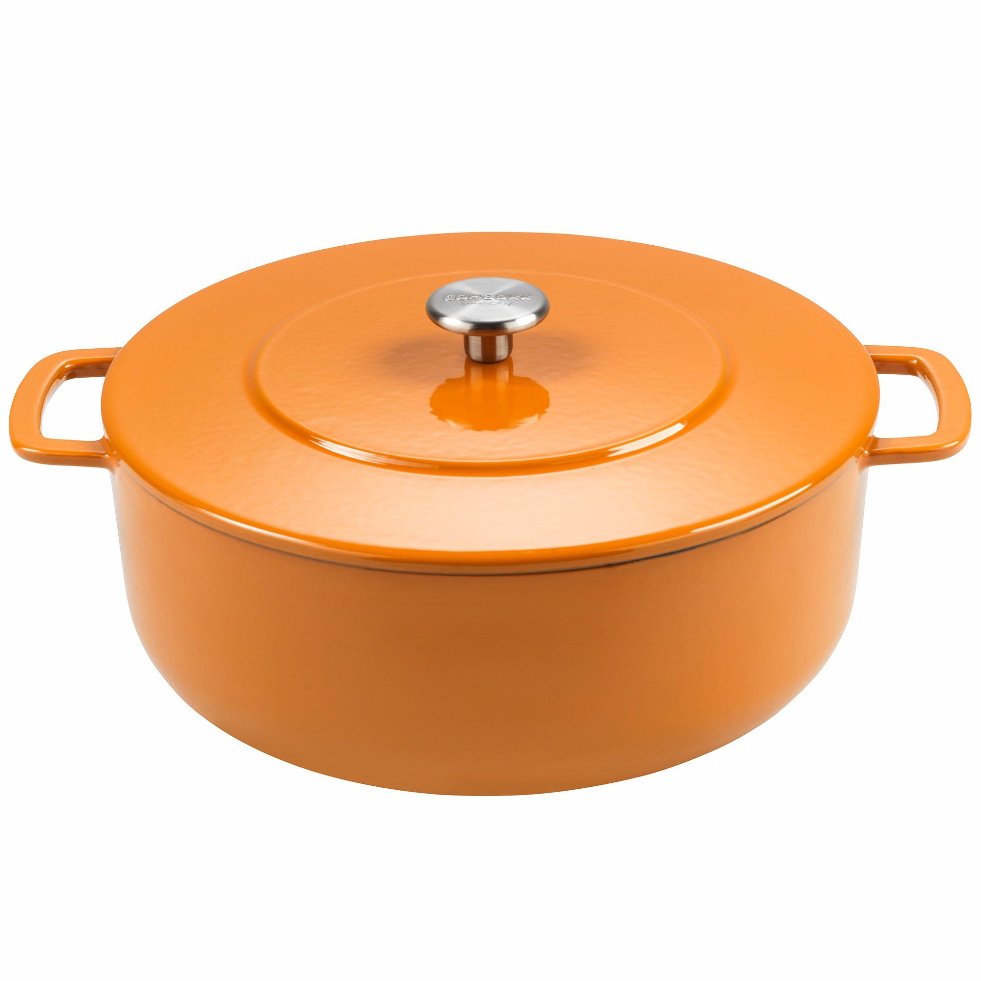 Gryte i støpejern emaljert 28 cm. oransje