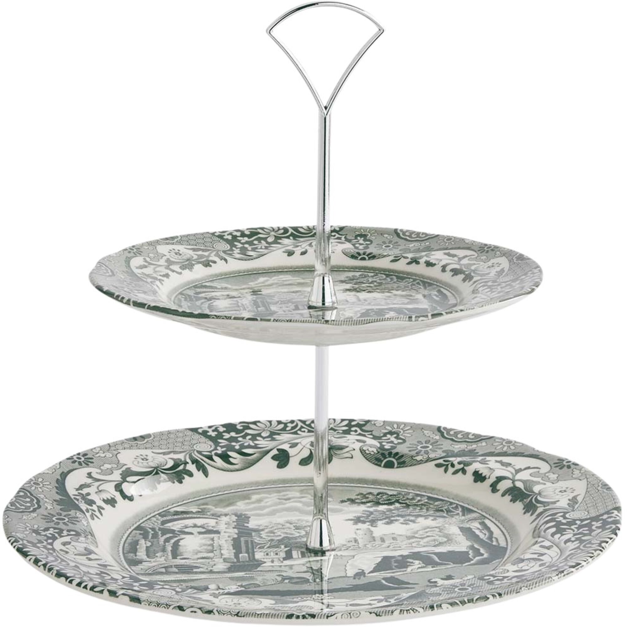 Spode Heritage Green Italian kakfat 2-vånings, grön/vit