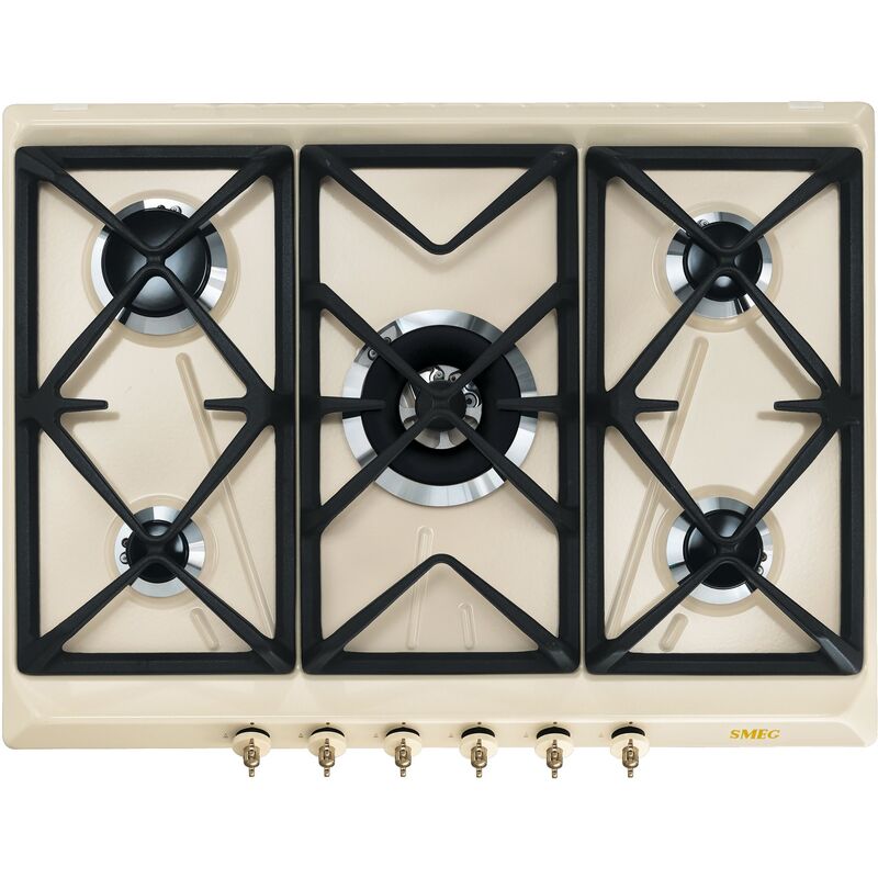 70 cm gaskogeplade med frontbetjening creme