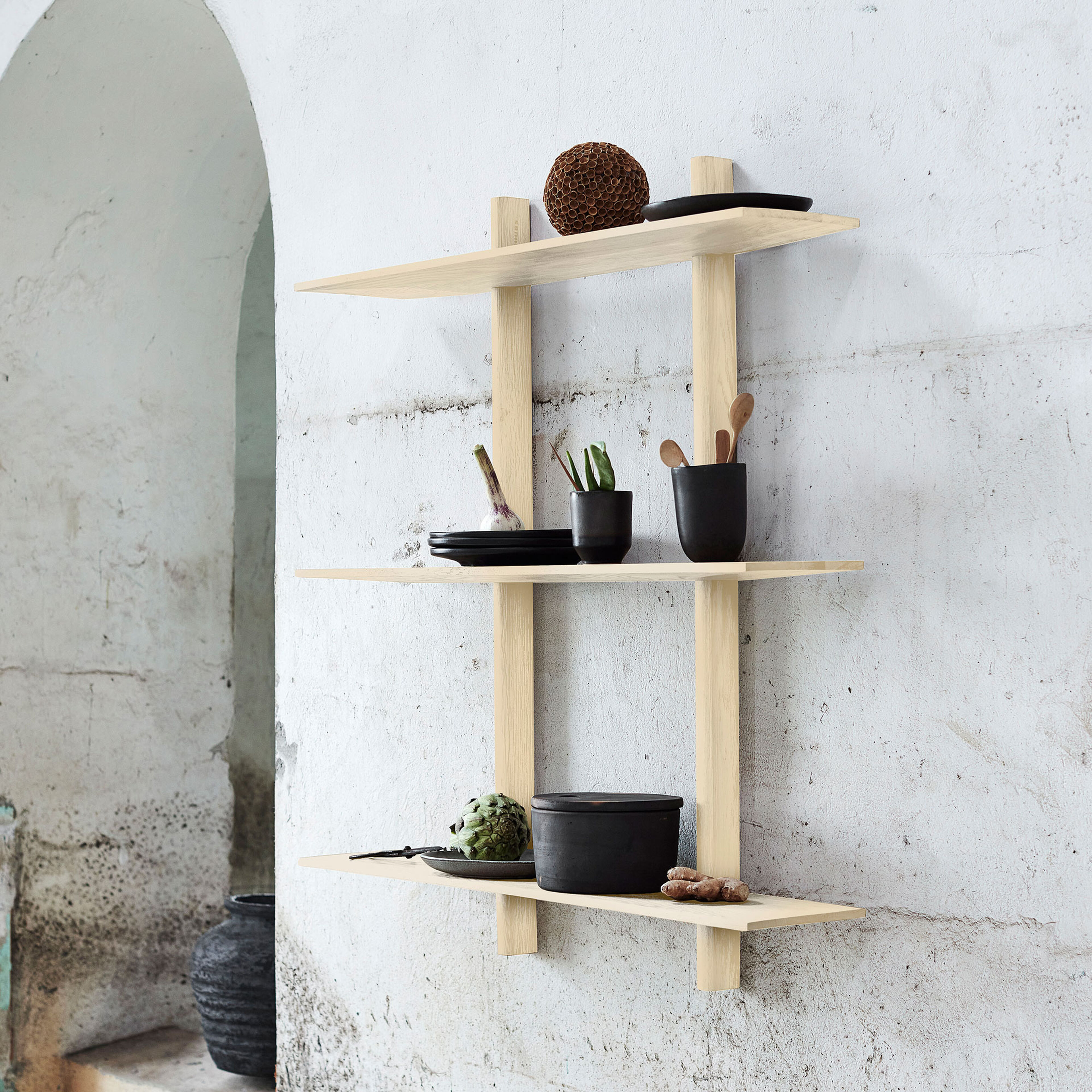 Noir vegghylle 90x100 cm, light ivory