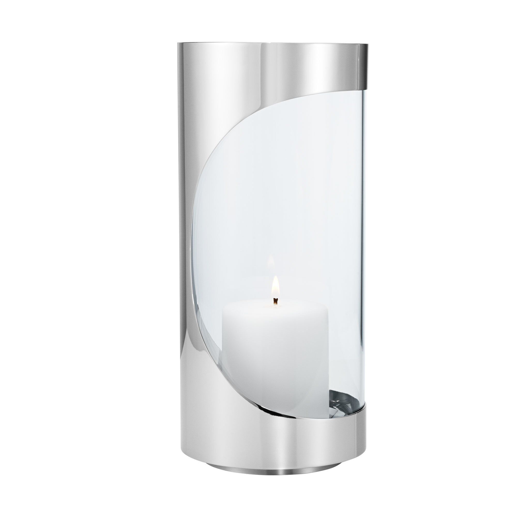 Georg Jensen Chrome contours hurricane lyslykt 28 cm Rustfritt stål