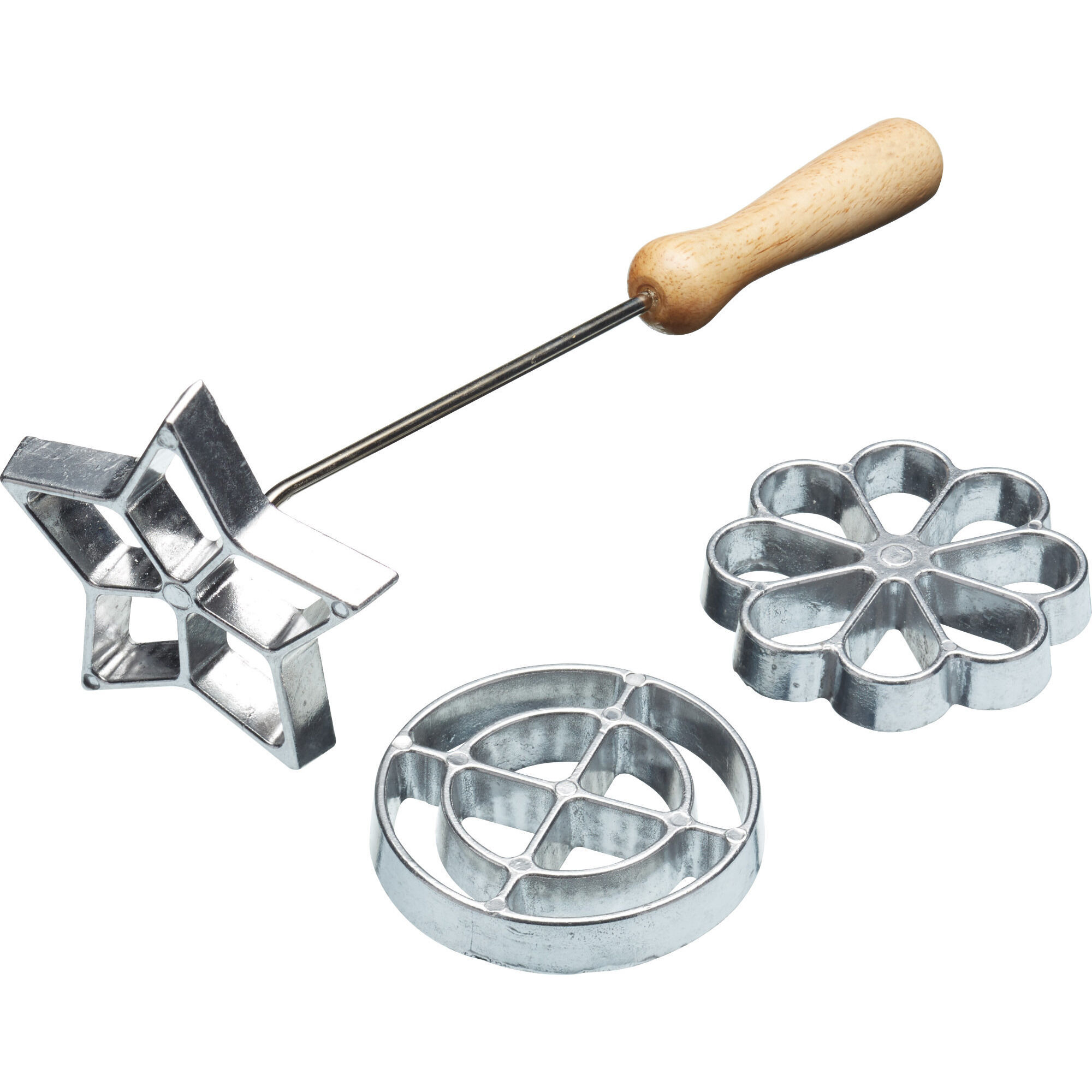 Kitchen craft Rosettbakkelsjern sett med 3 Aluminium