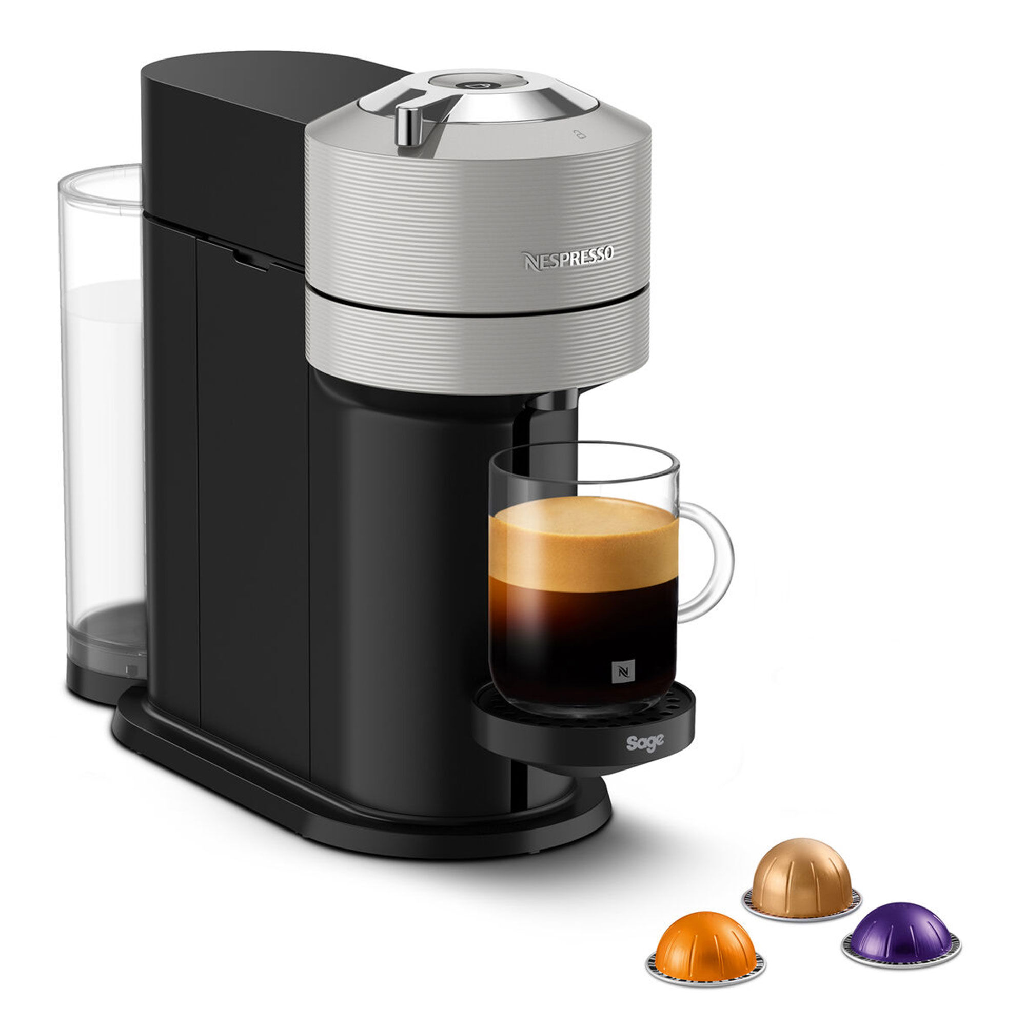 Nespresso by Sage SNV 520 Vertuo Next kapselmaskin, ljusgrå