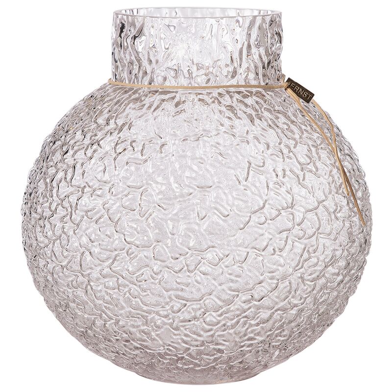 Pyöreä lasimaljakko, jossa kuvioitu rakenne, 30 cm