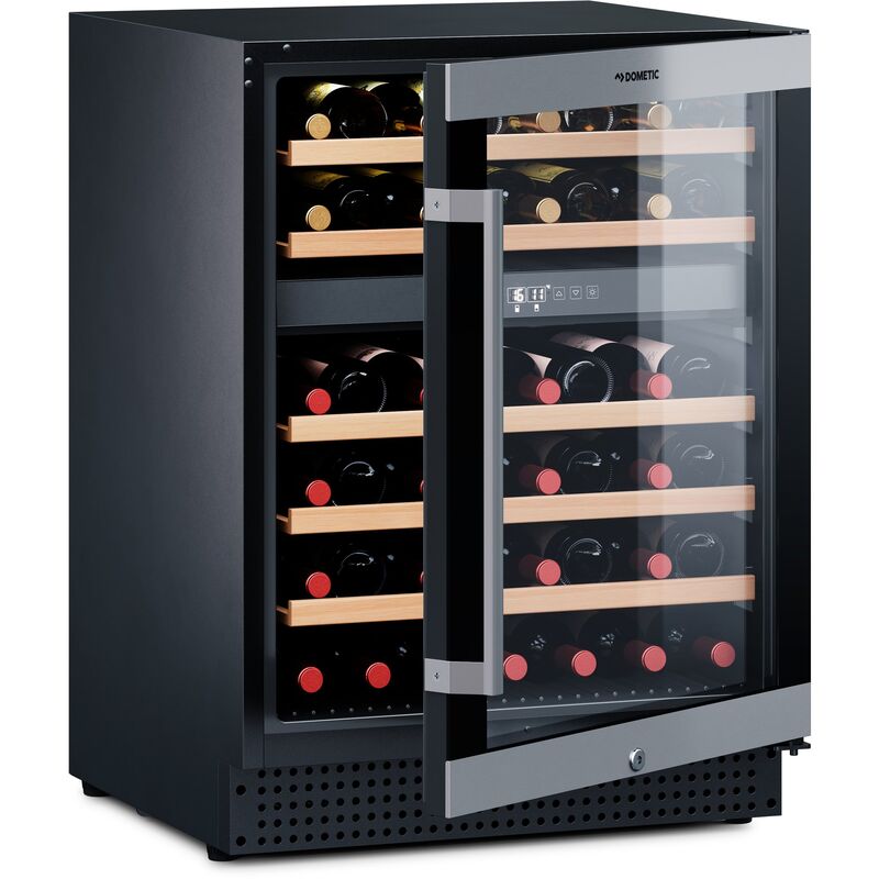 C46B vinkjøler temperaturzoner, 46 flasker, svart/rustfritt stål