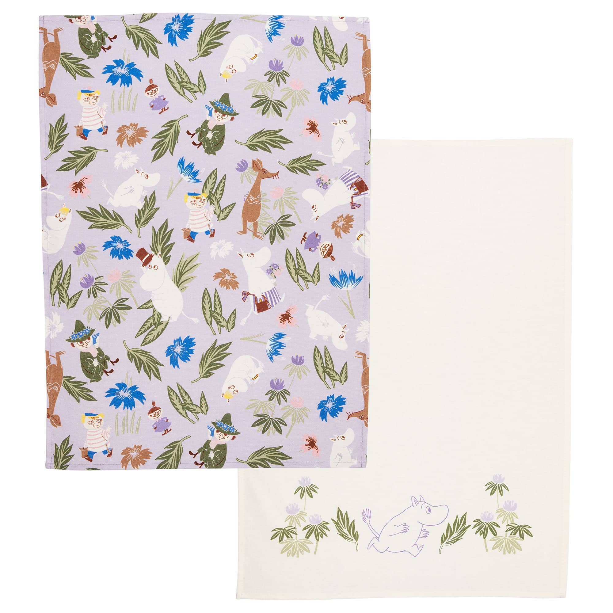 Produktfoto för Arabia Mumin kökshandduk 50 x 70 cm, 2 st, lila/off-white