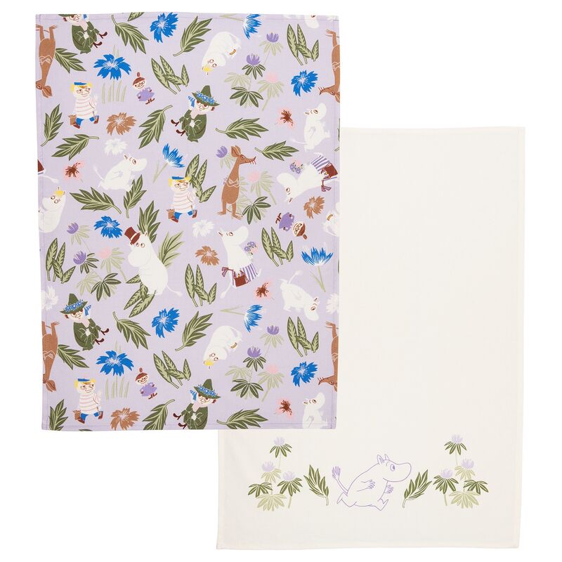 kökshandduk 50 x 70 cm, 2 st, lila/off-white