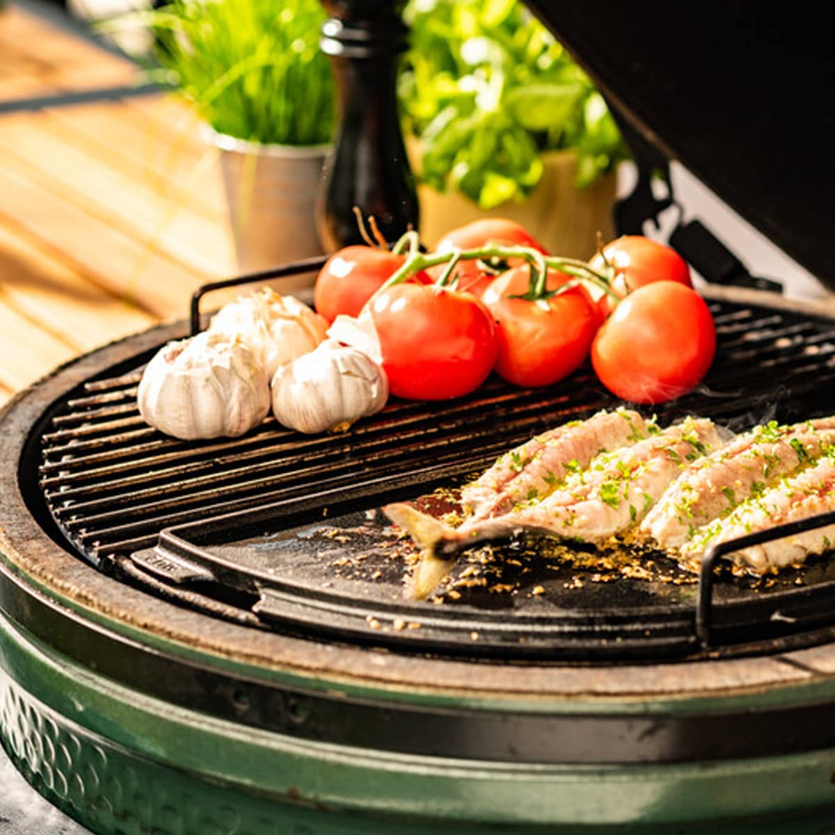 Halvrund vendbar grillplade, L