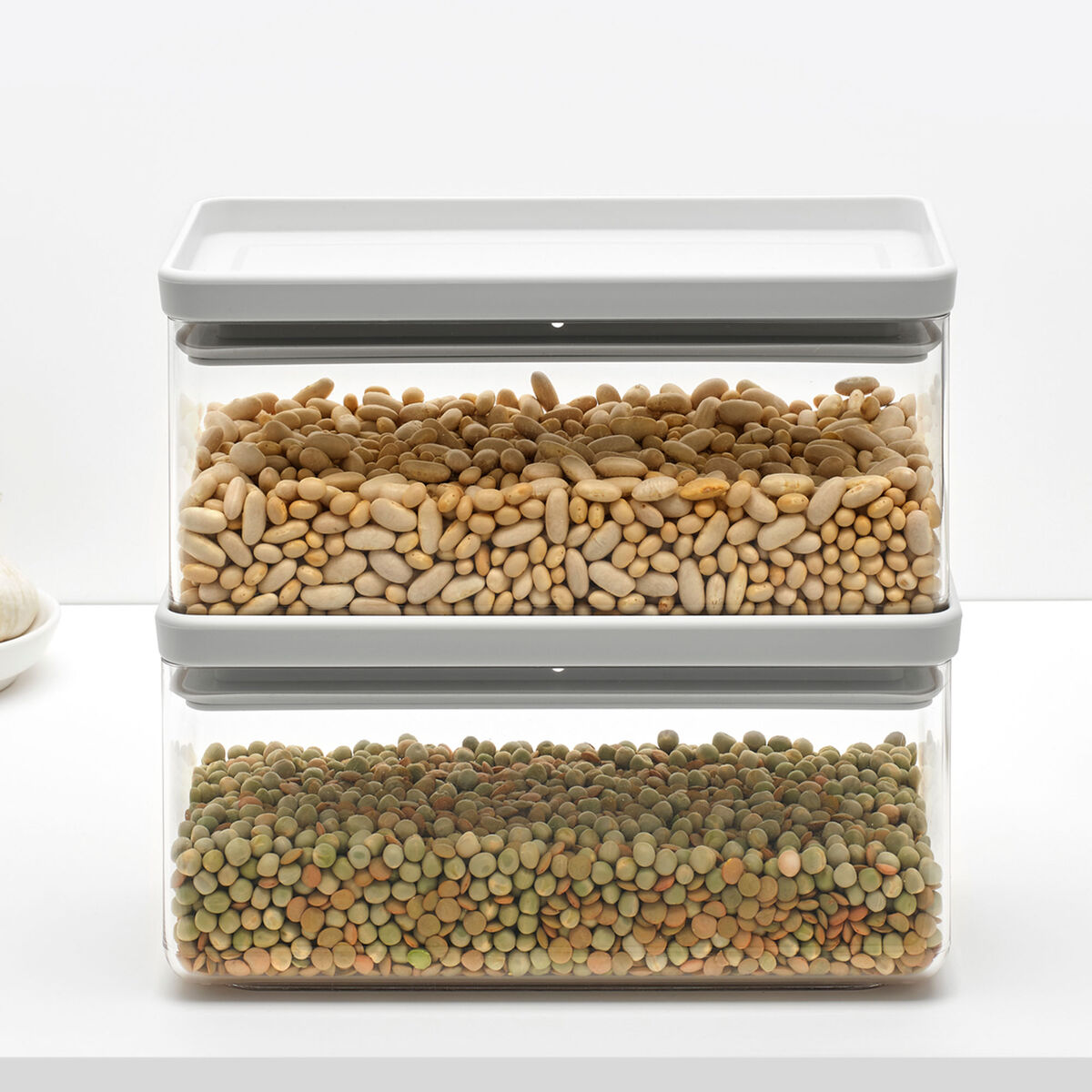 Tasty+ stapelbar förvaringsbehållare 1,5 liter, ljusgrå 