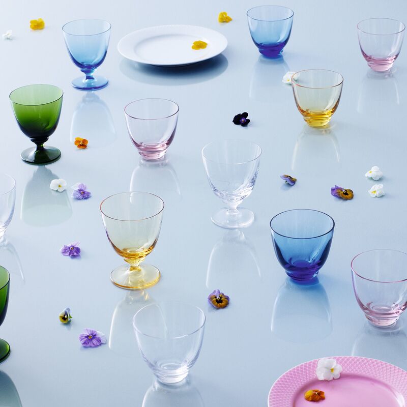 Flow vattenglas på fot 35 cl., blå