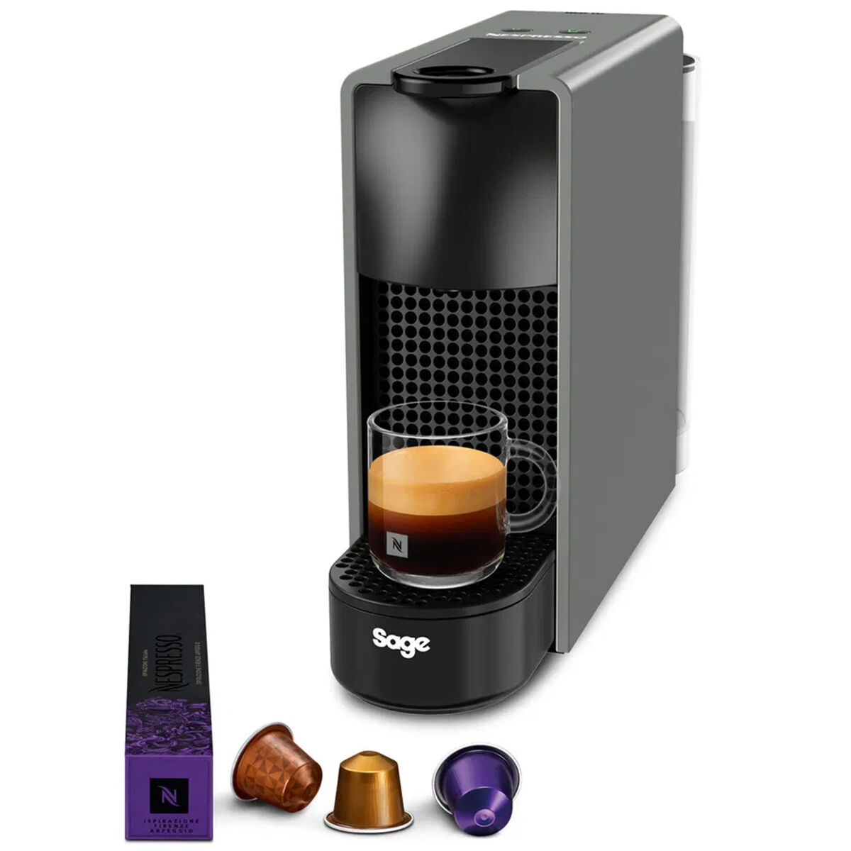Nespresso by Sage SEC 220 Essenza Mini kapselmaskine, grå