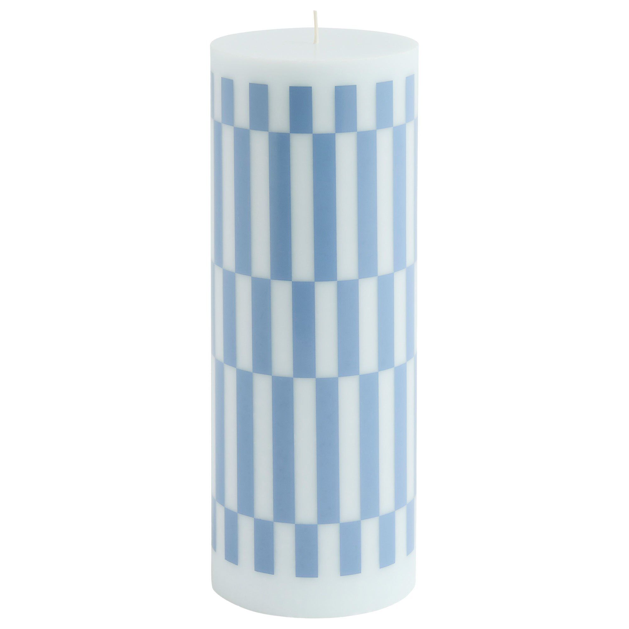 Produktfoto för HAY - Column Candle - Blockljus - Light Blue | Dusty Blue - Check - H25 x D9 x W9 cm