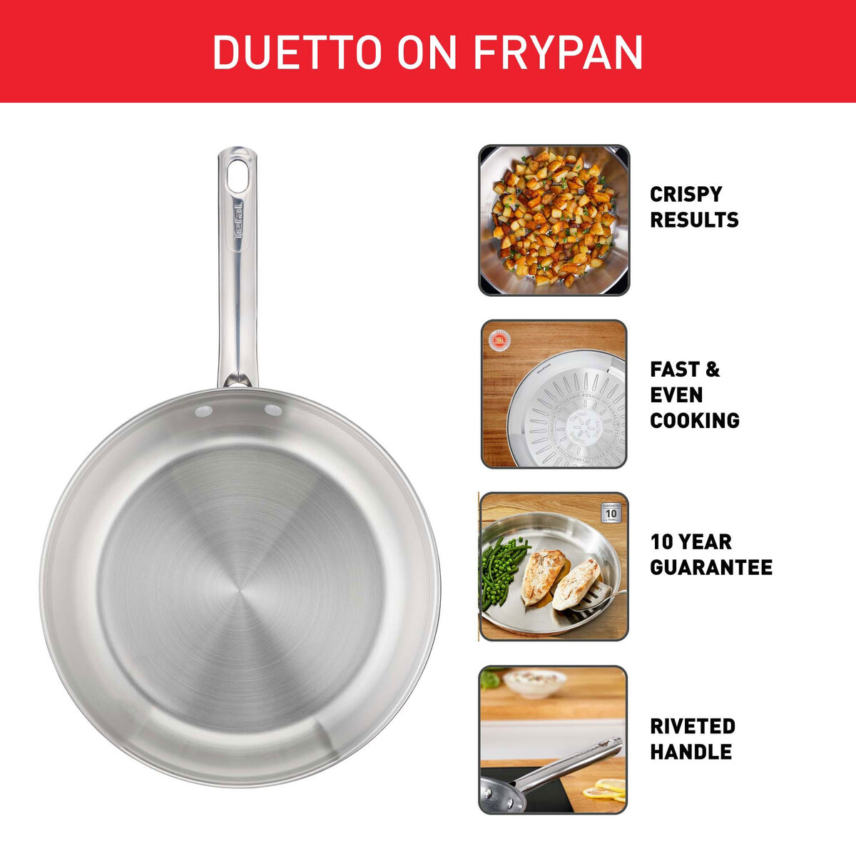 Duetto ON stekepanne 28 cm, rustfritt stål