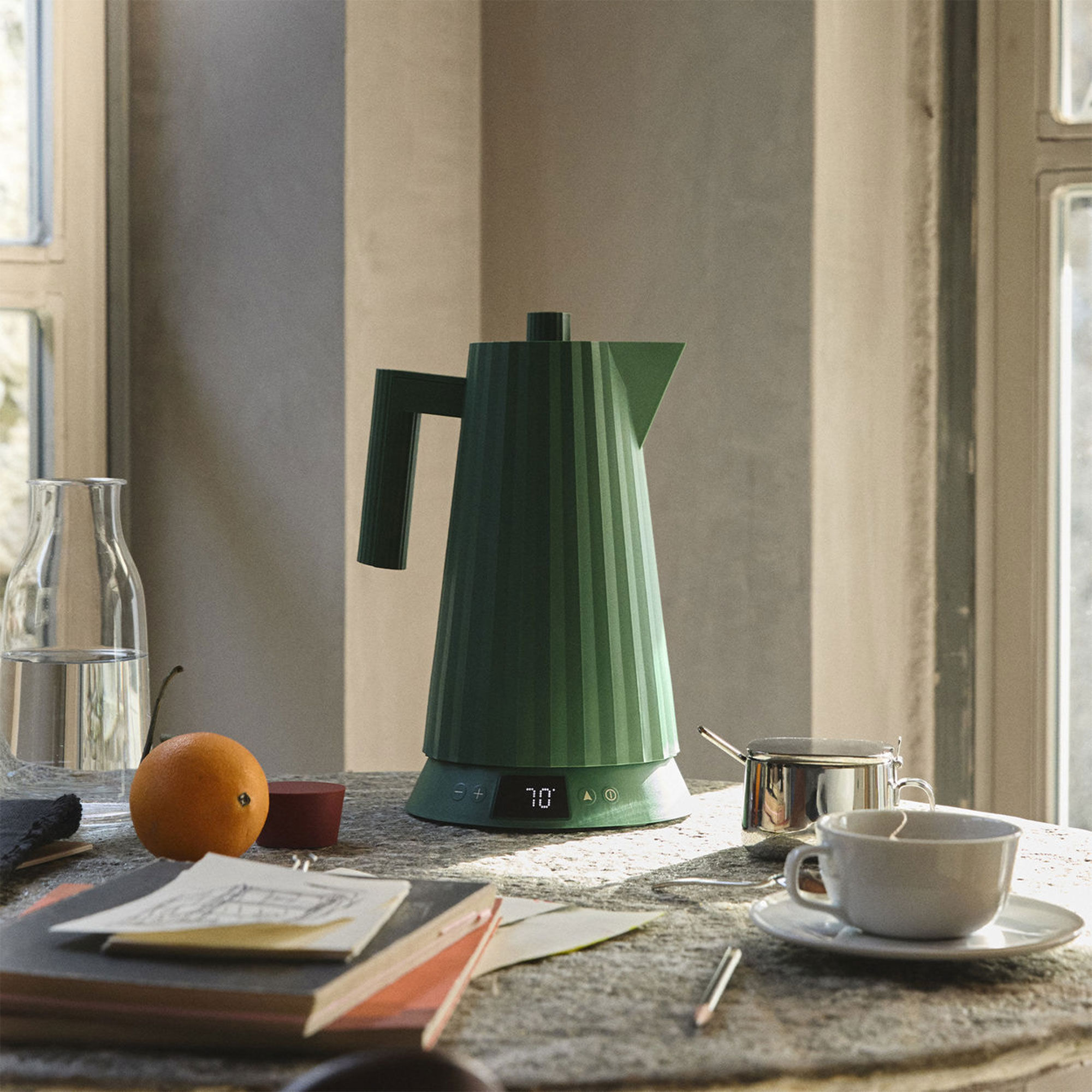 Plissé Vattenkokare med temperaturkontroll 1,7 liter, grön