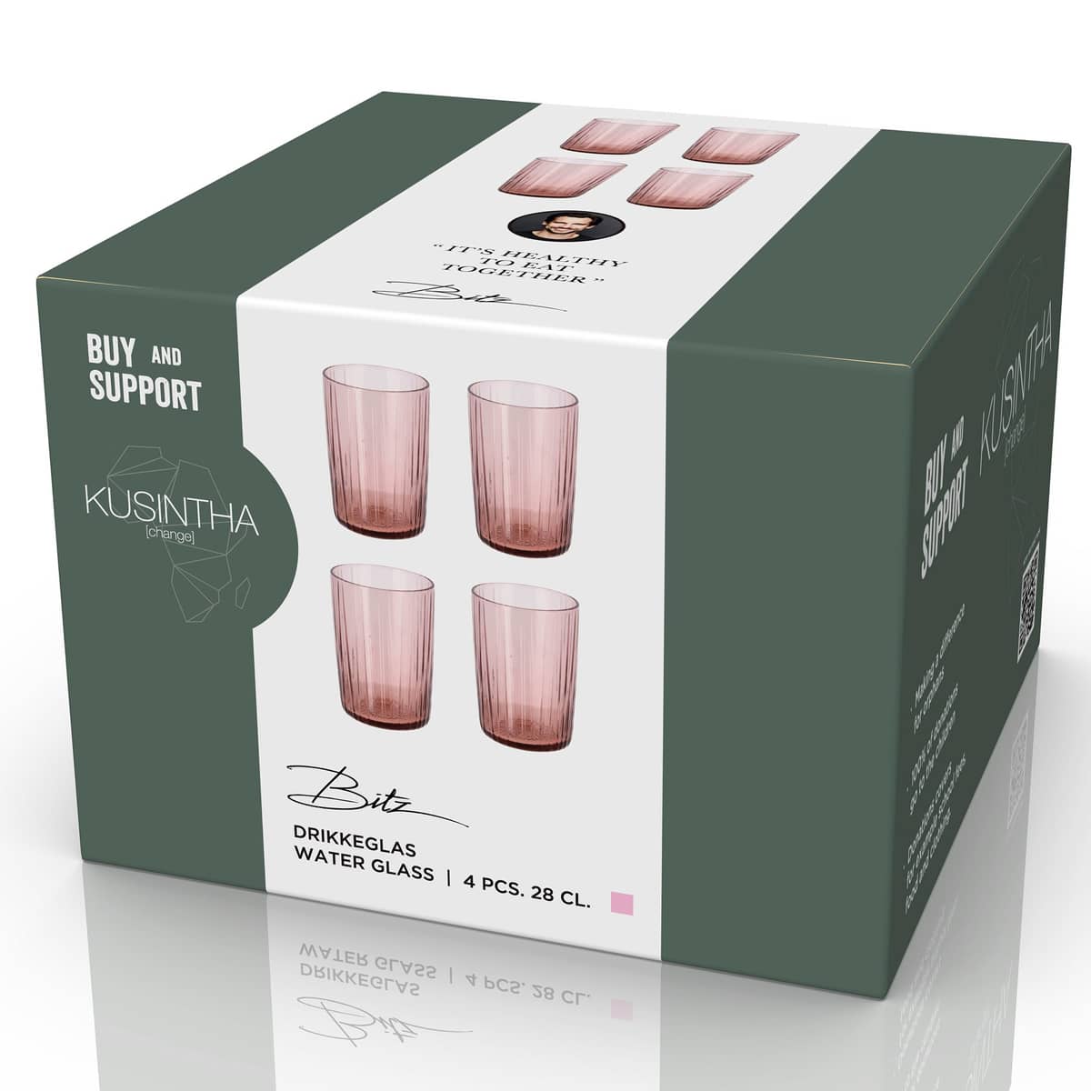 Kusintha vesilasi 28 cl 4 kpl, vaaleanpunainen