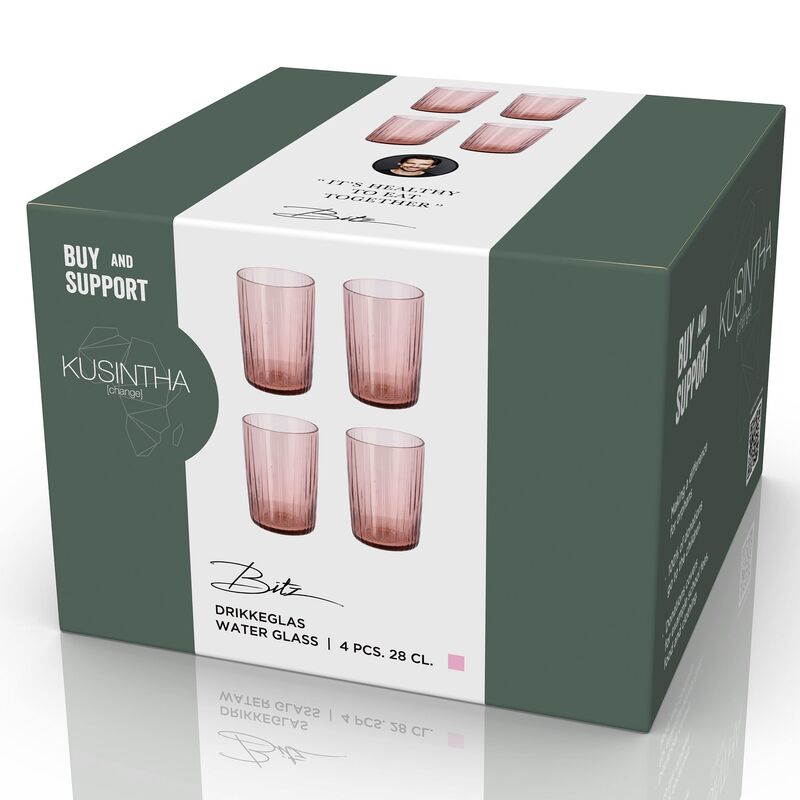 Kusintha Vandglas 28 cl, pink, 4 stk.
