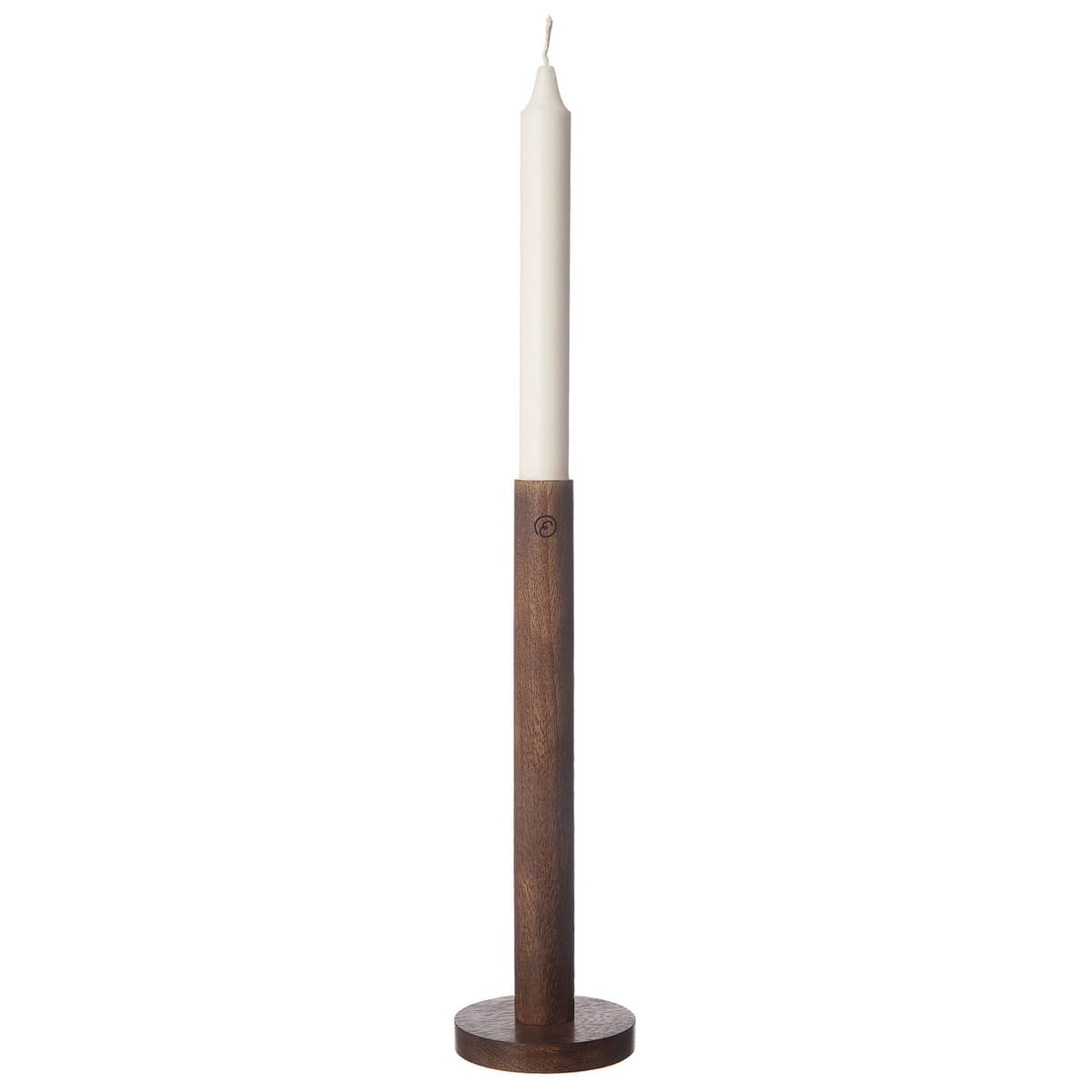 Kynttilänjalka tummanruskeaa puuta, 25 cm
