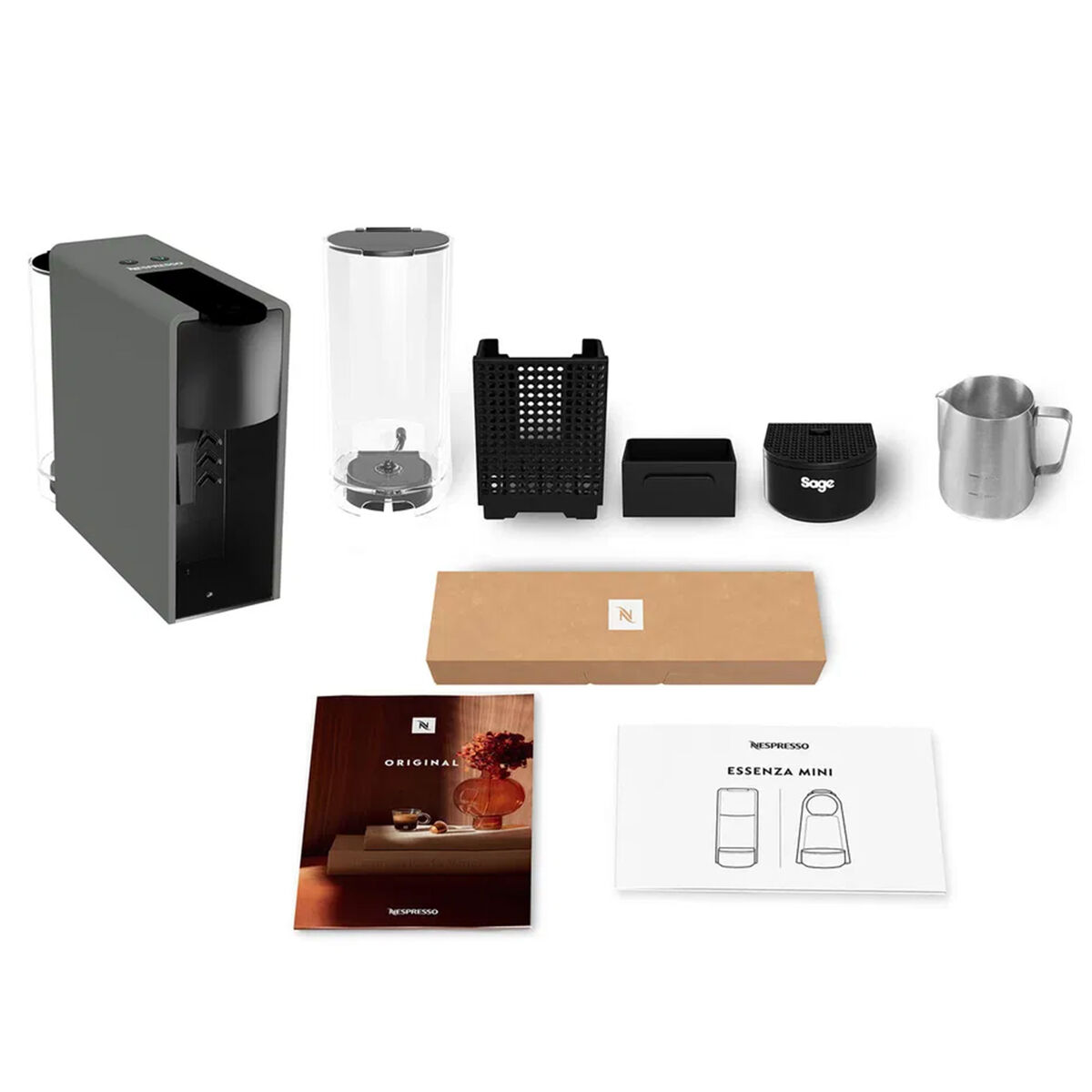 Nespresso by Sage SEC 220 Essenza Mini kapselmaskine, grå