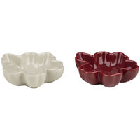 Unikko Shape skåler 11 cm, 2 stk, hvit/burgunder