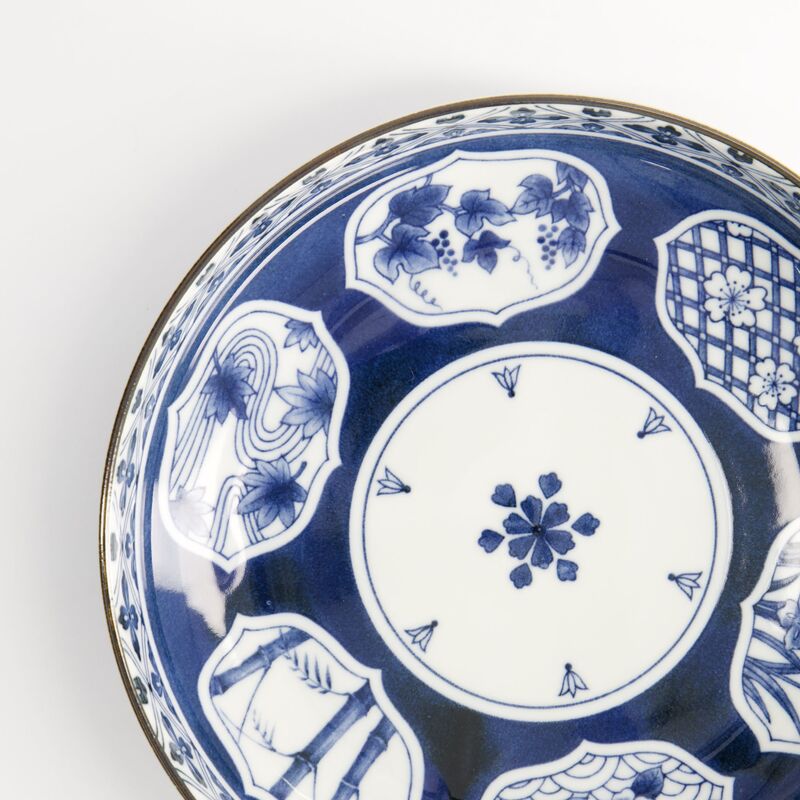 Matori Hishimon pastalautanen 20 cm, sininen/valkoinen