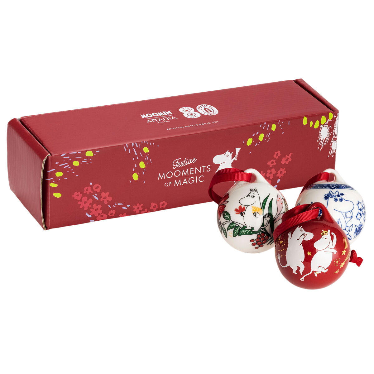 Arabia Mumin Årets julgranskulor 5 cm, 3-pack