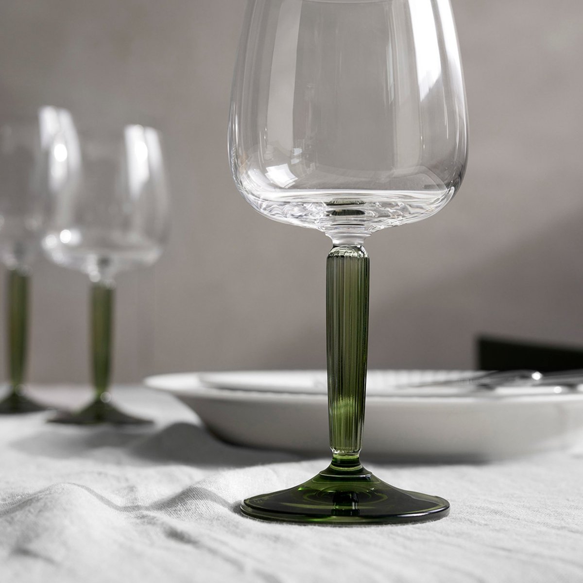 Hammershøi rødvinsglass Ø 9,5 cm 2 stk, grønn