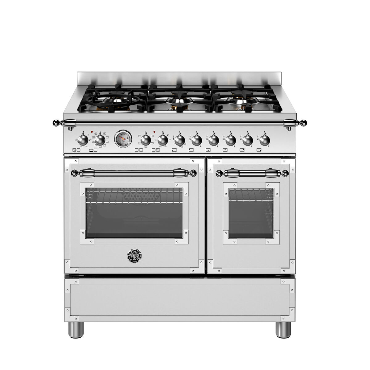 Bertazzoni HER96L2EXT Heritage gasskomfyr 90 cm med dobbelovn og 6 brennere, rustfritt stål
