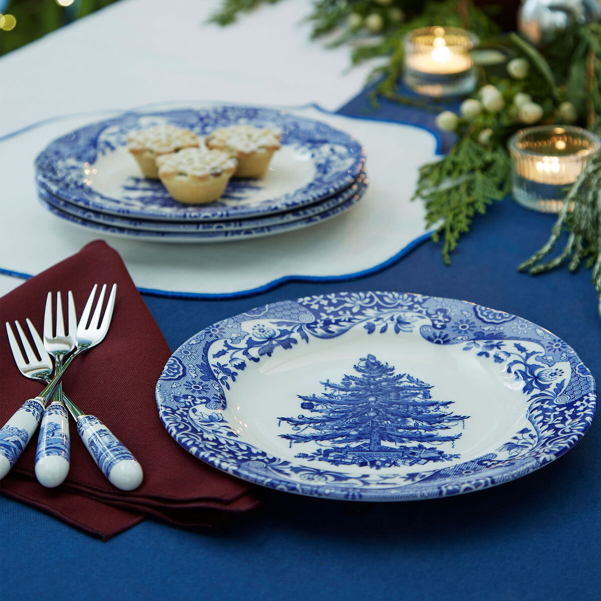 Spode Blue Italian Christmas Tree Tallrik 20 cm
