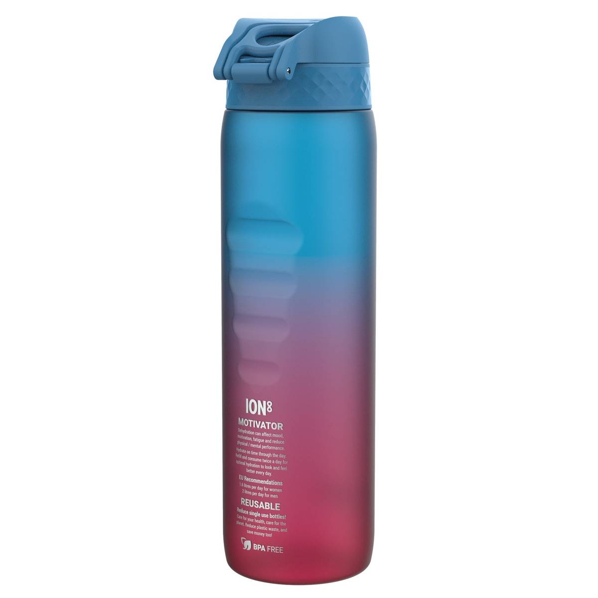 Motivational Vandflaske 1 liter, blue/pink