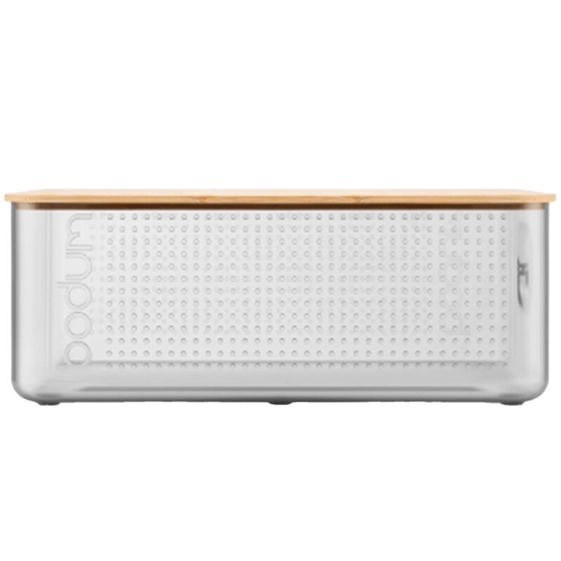 Brødboks med bambuslokk stor, grå