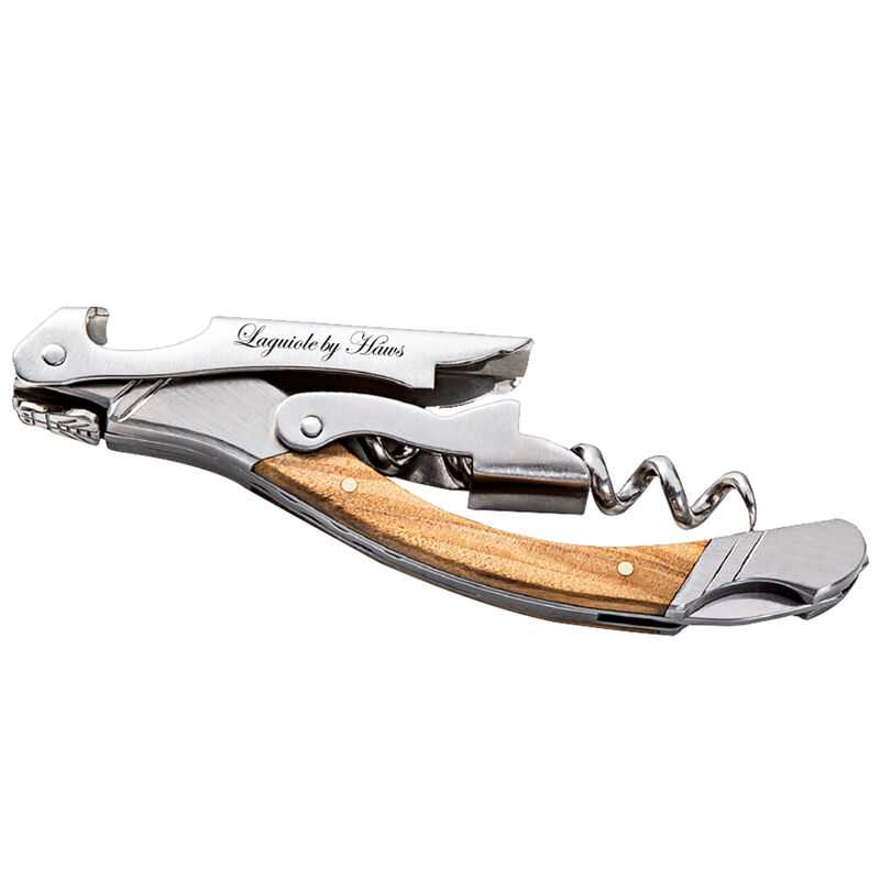 Vinöppnare i presentask, olivträ