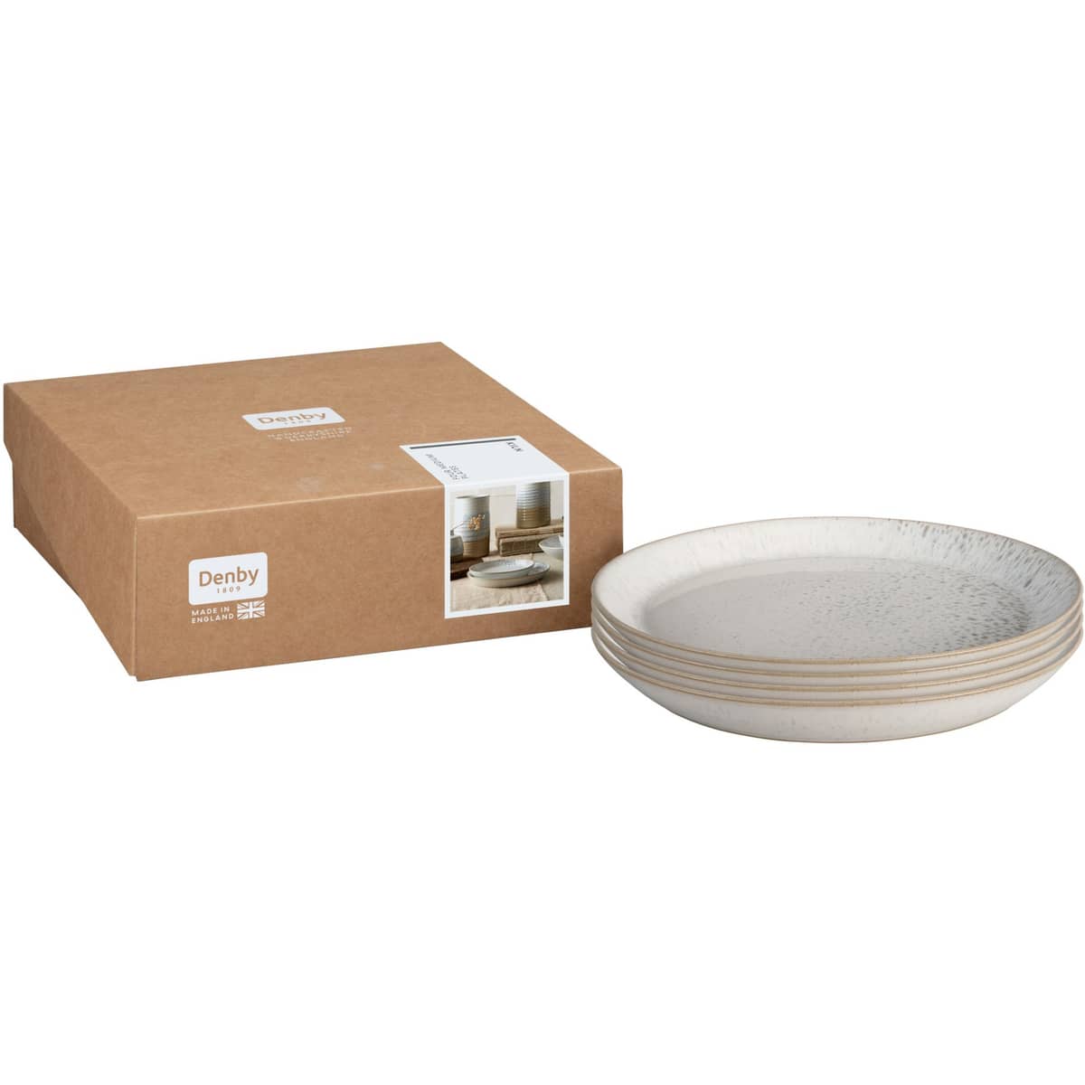 Kiln tallerken, mellem, 4-pak, hvid/grå