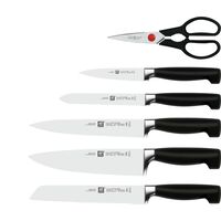 Fire stjerners selvslipende knivblokk, sett med 7 deler