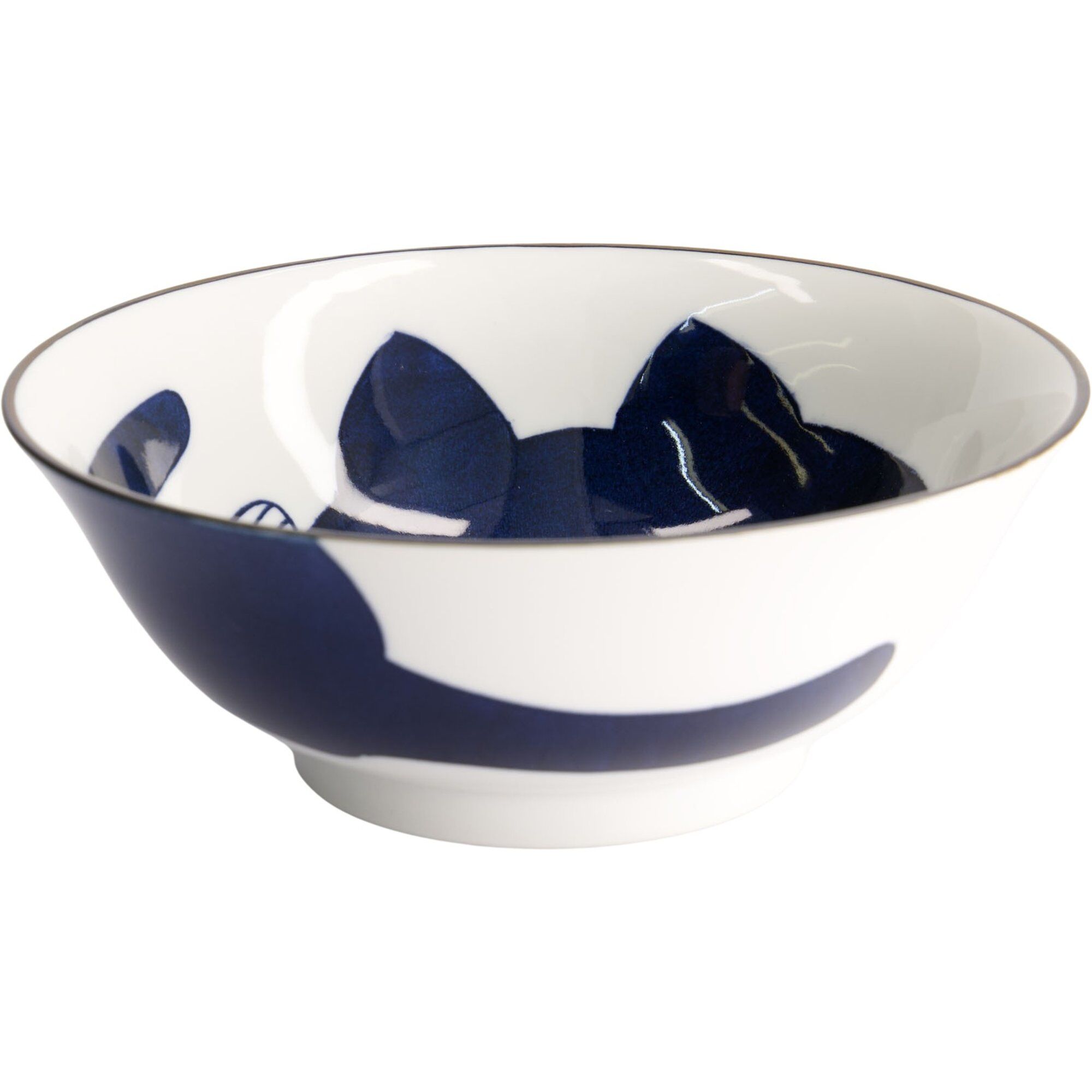 Kawaii Cat Neko ramenskål 20 cm, vit/blå