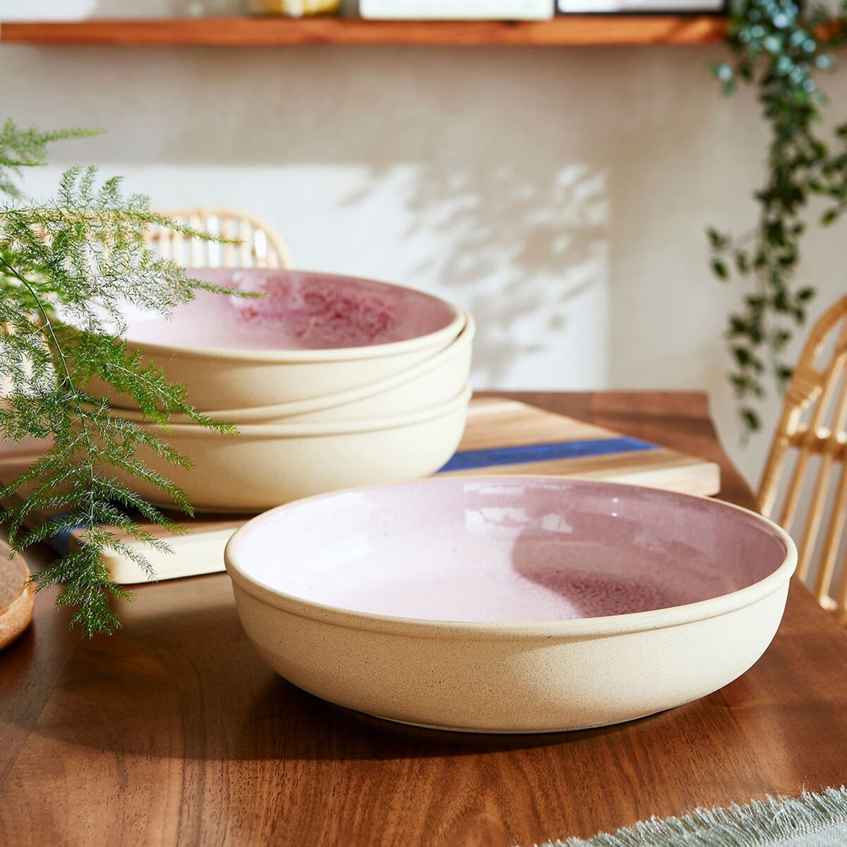 Minerals låg skål 22 cm 4-pack, rose quartz