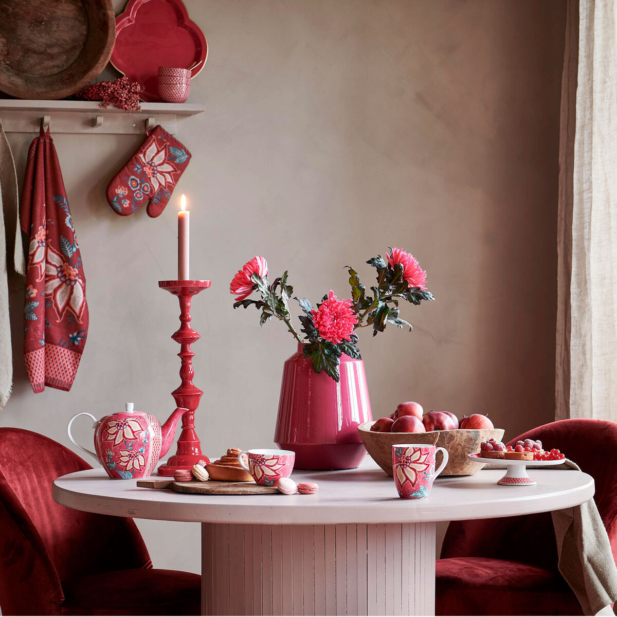 PIP Studio Flower Festival teekannu 1,6 litraa, vaaleanpunainen