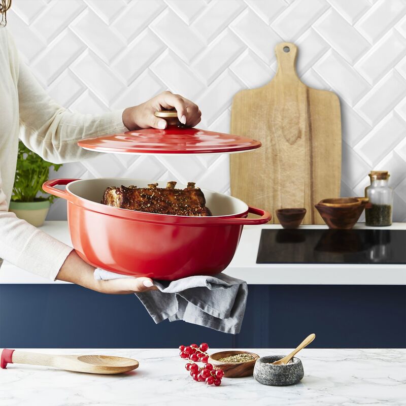 Air oval gryde, 5,7 liter, 30 cm, rød