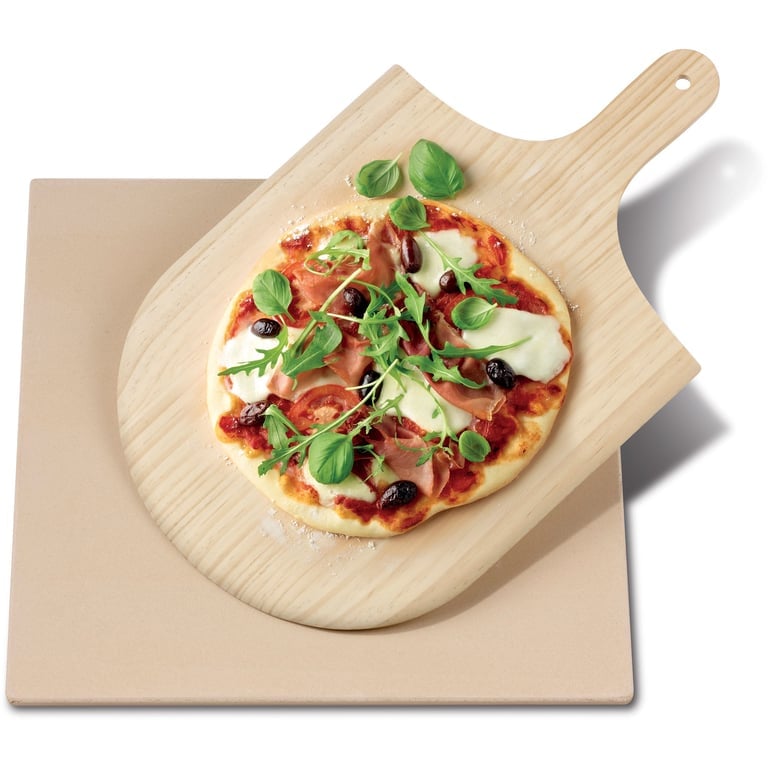 Pizzasten med spade 38x35,5 cm.