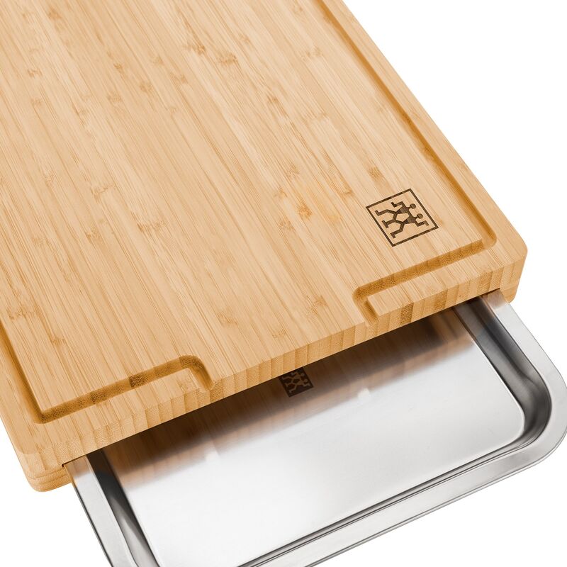 BBQ+ skärbräda med bricka 39x30 cm, bambu/rostfritt stål