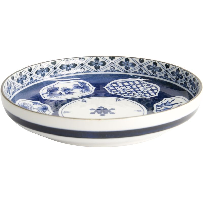 Matori Hishimon pastalautanen 20 cm, sininen/valkoinen