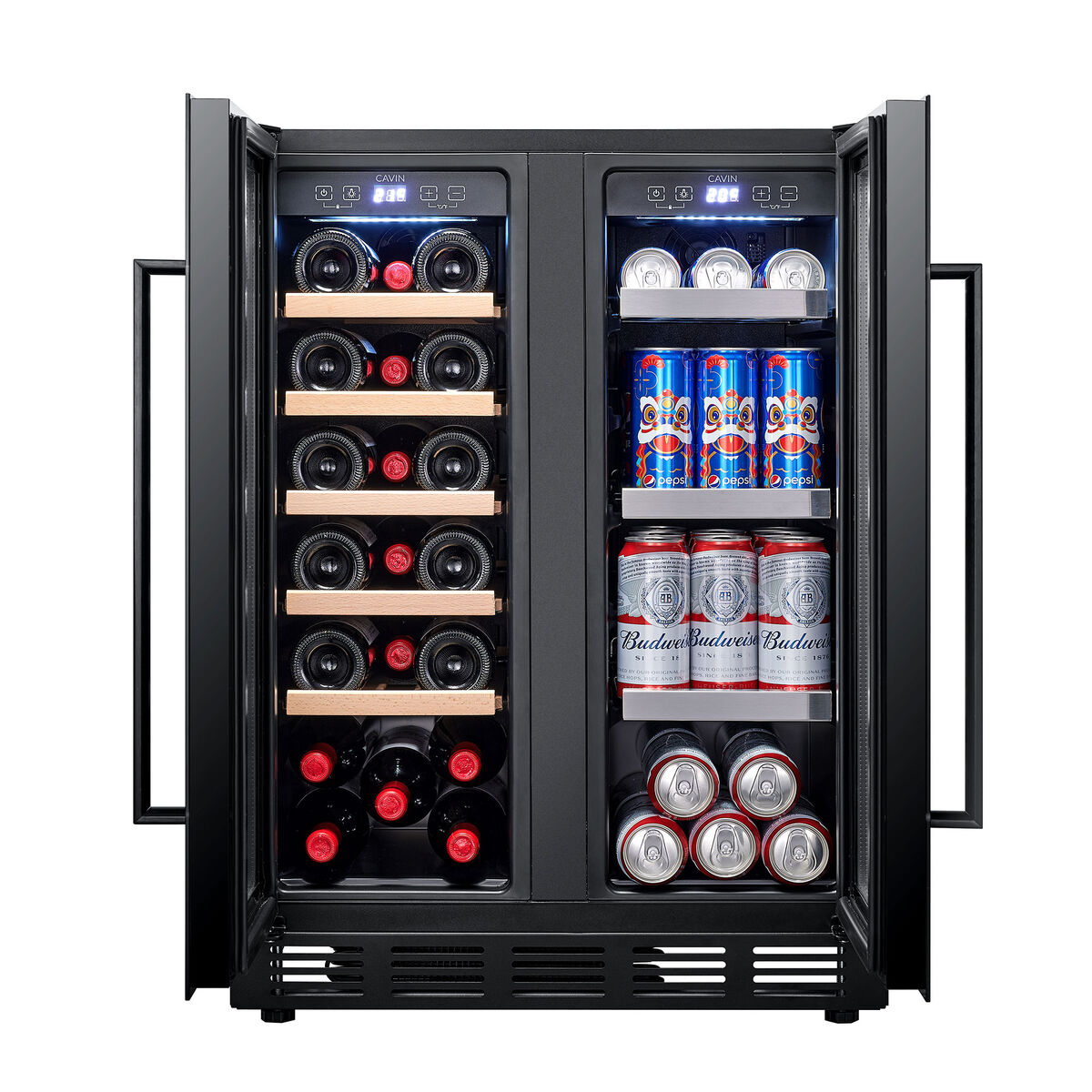 Arctic Collection 60 Duo innbyggbart vin- og ølkjøleskap, svart