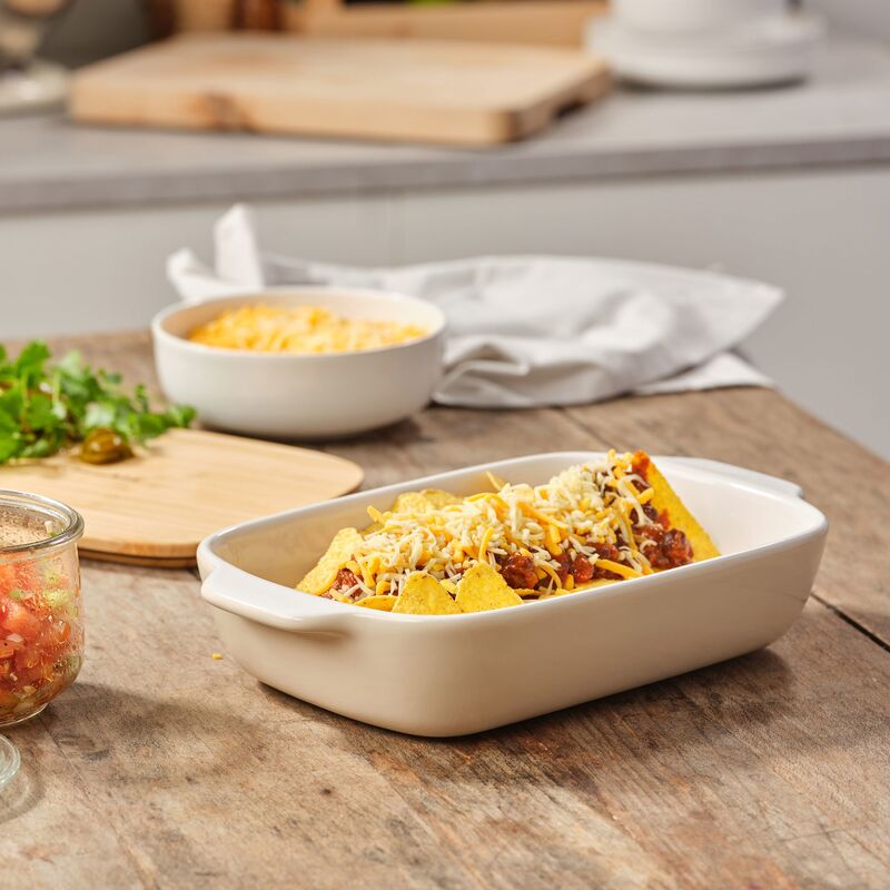 Ugnsform med lock 33x19,5x7,5 cm, creme